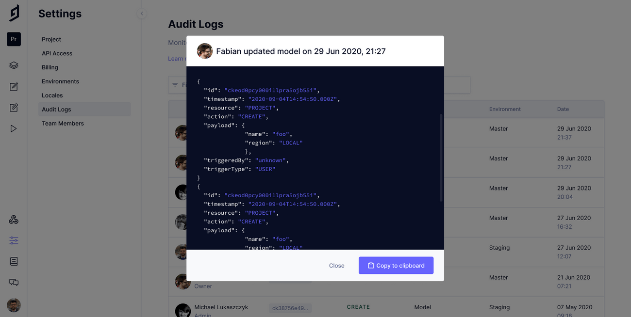 Audit Logs Details View