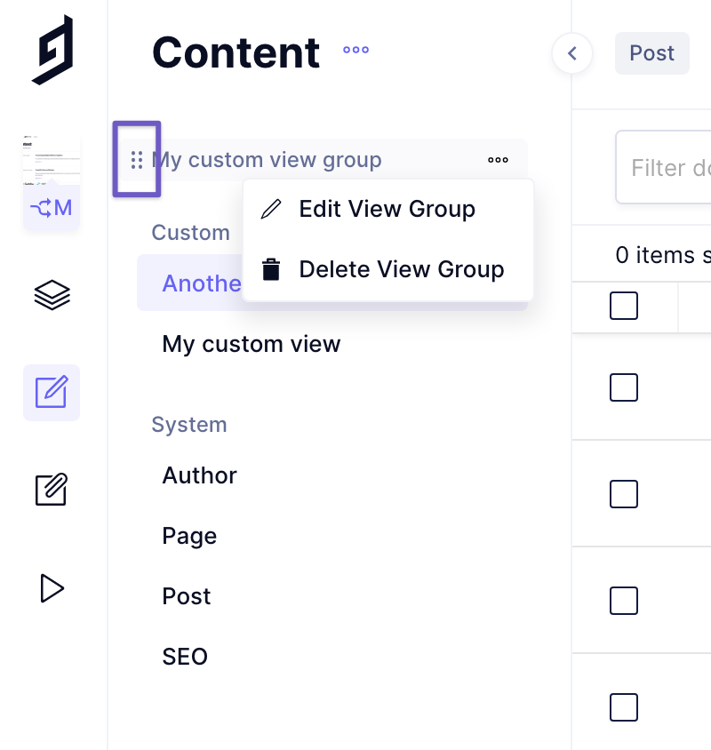 Reorder custom view groups