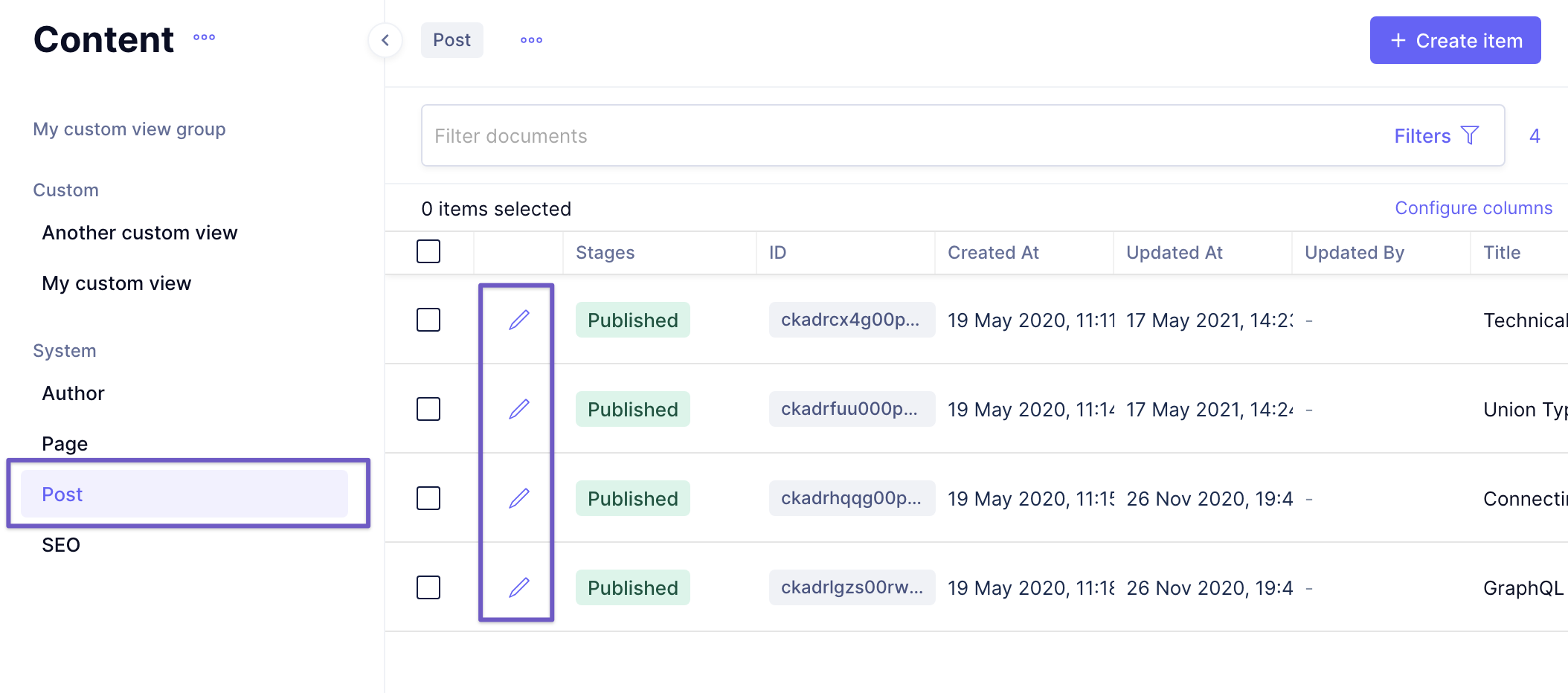 Content List Overview